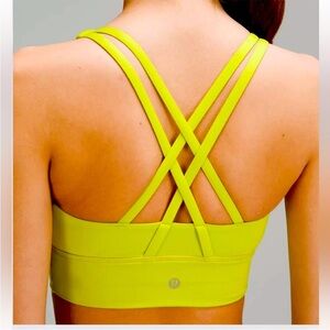 LULULEMON ENERGY LONGLINE BRA YELLOW SERPIENTE COLOR SIZE 4